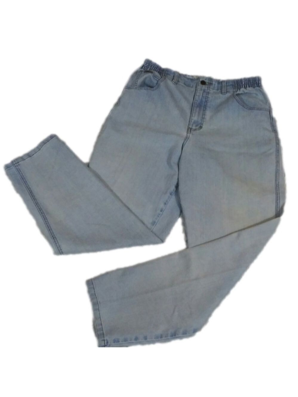 Lee Vintage Blue Light Wash Side Elastic Waist High Rise Straight Leg Denim Jean